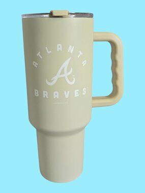 Atlanta Braves 40oz. Hot / Cold Travel Tumbler Beige / Cream & White Logo Brands